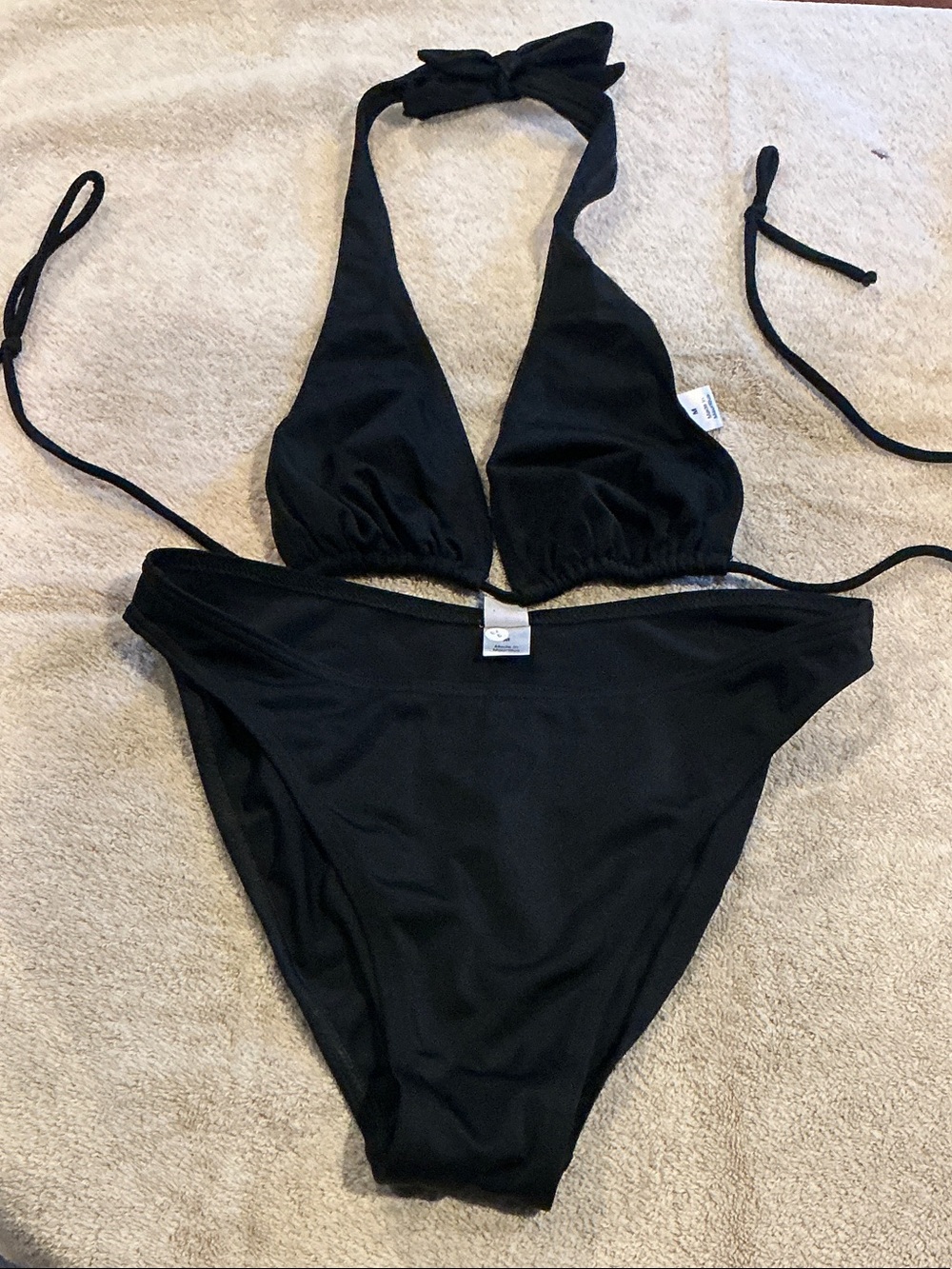 Classic Black Halter Bikini Set - Women's Swim
